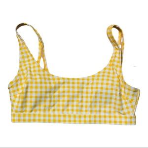 NWT yellow gingham old navy swim top bathing suit top bikini M pool country